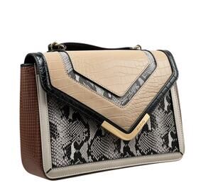 ALDO Snake Print Envelope Crossbody Bag Beige Black Faux Leather Purse